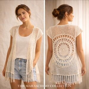 Rue 21 Boho Western Crochet Mandala Fringe Vest | One Size